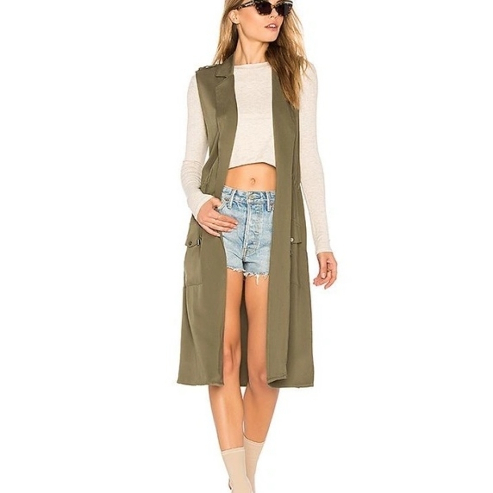 BB Dakota Jody vest in sage green long duster Women's size small